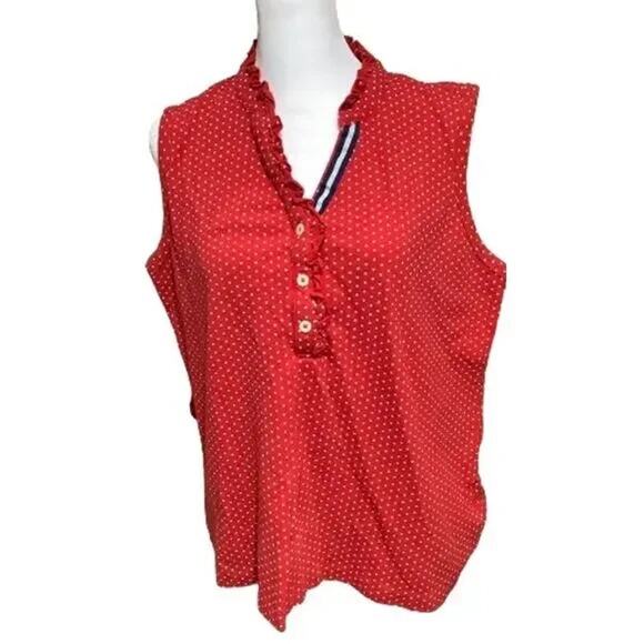 Lands End POLKADOT Red XL P Sleeveless top - Picture 1 of 7